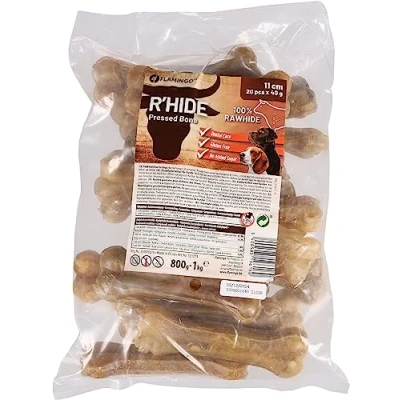Afbeelding van &quot;Kauwsnack: Buffelhuid Bot 20 stuks 100% natuurlijk en langdurig kauwplezier&quot; Natuur / 11cm = 800 1000gr