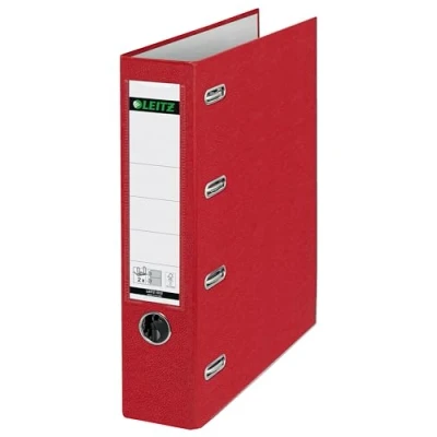 Afbeelding van Giro/bank ordner Leitz 1062 met dubbele mechaniek 80mm PP A4 rood