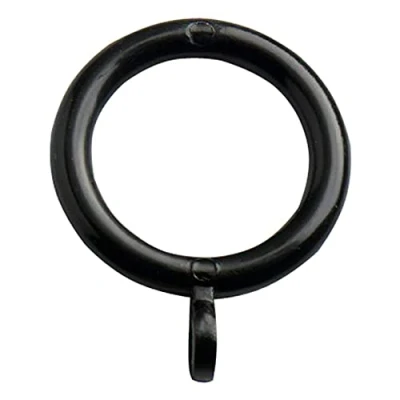 Afbeelding van Bulk Hardware BH04508 ID 25 x diameter 33 mm plastic gordijnring met vast oogje (verpakking van 24), zwart/wit, plastic, stuks