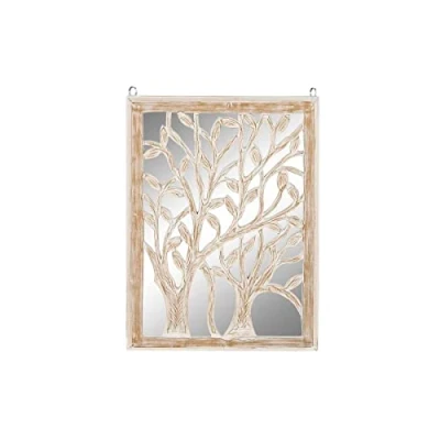 Afbeelding van Wanddecoratie DKD Home Decor Spiegel Boomstructuur Wit Hout MDF (45 x 2,5 65 cm)