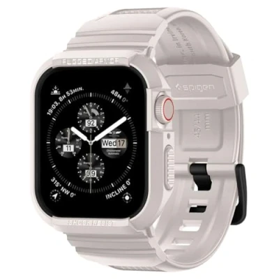 Afbeelding van Spigen Rugged Armor Pro Geschikt voor Apple Watch 45MM / 44MM Hoesje en Bandje Beige