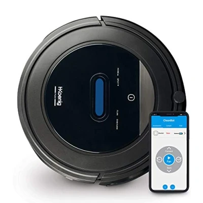 Afbeelding van H.Koenig Robot Stofzuiger Wifi+ SWRC110, compatibel met Google Home/Alexa,Watermop, Krachtig, Stil, Snel, Autonoom voor 100 min, 4 programmas, weekprogrammas, HEPA filter, obstakel detectie