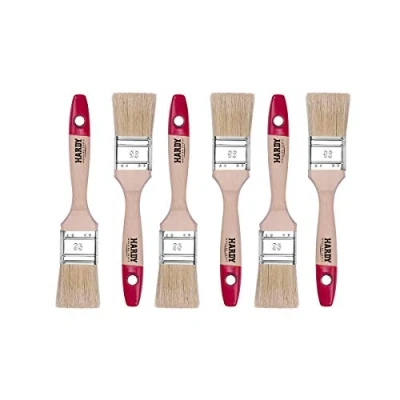 Afbeelding van Hardy Working Tools A0200 360615 Platte borstelset, 6 delig, 35 mm breed, schilderpenselenset met houten handvat, lakkwasten serie *36*, stuks, penseelset