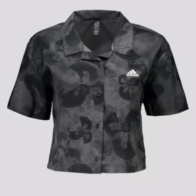 Afbeelding van adidas Vrouwen Floral Graphic Cropped Geweven Polo Shirt