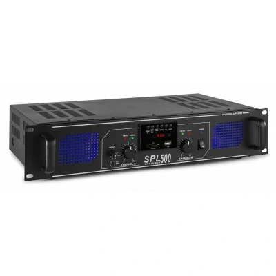 Afbeelding van SkyTec 2 x 250W DJ PA versterker SPL500MP3 met USB MP3 speler