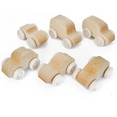 Afbeelding van Grimm&#039;s Houten speelgoed auto&#039;s 6 stuks naturel