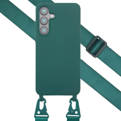 Afbeelding van Samsung Galaxy S25 FE Hoesje Siliconen en TPU (zacht) Selencia Softcase/Koordhoesje/Backcover Donkergroen Telefoonhoesje