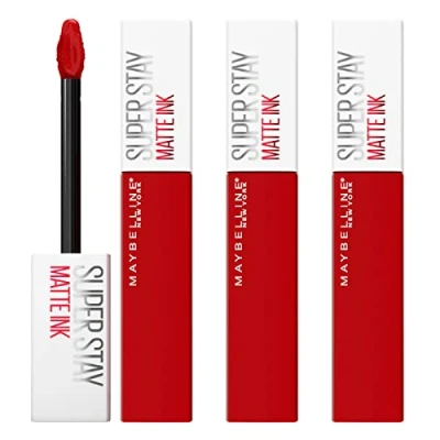 Afbeelding van Maybelline New York Superstay Matte Ink Lip Color 340 Exactor met duur in 16 uur 3 lippenstift gestrimde applicator
