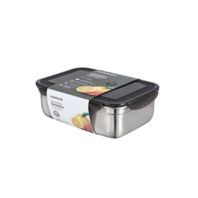Afbeelding van roestvrijstalen voorraaddoos met deksel, 2,7 l, 265 x 185 85 mm, BPA vrij, vaatwasmachinebestendig, geschikt voor diepvriezer tot 20 C, opbergdoos deksel
