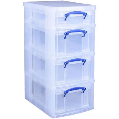 Afbeelding van Really Useful Box trolley met 4 opbergdozen, zwart