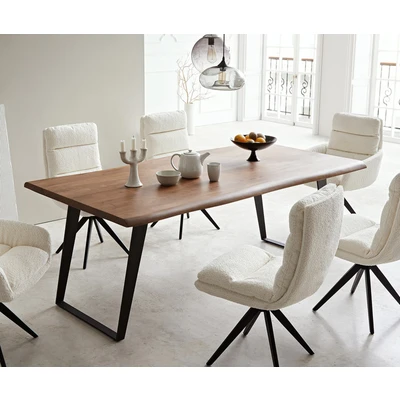 Afbeelding van Eettafel Edge acacia bruin 200x100 metaal schuin Live