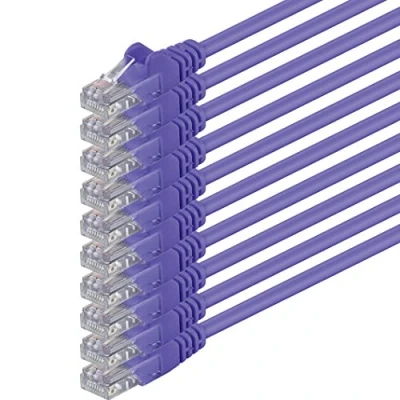 Afbeelding van 1aTTack, CAT6, UTP netwerkkabel met 2 x RJ45 stekkerset (5 stuks) 2m violet 10 stuk