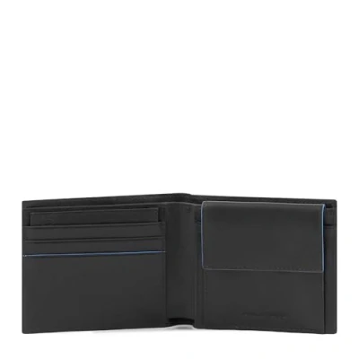 Afbeelding van PIQUADRO Leren Portemonnee Blue Square Revamp Men Wallet RFID Nero Zwart