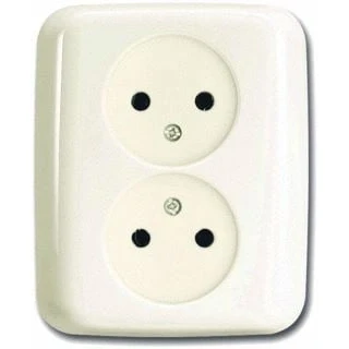Afbeelding van Busch Jaeger 202 UJR 212 wandcontactdoos 2 voudig wcd zonder randaarde SI creme