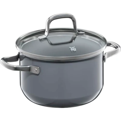 Afbeelding van WMF Fusiontec Essential kookpan, klein, 16 cm, glazen deksel, vleespan, inductie, 2,0 l, kleine high tech keramiek, krasbestendig, ongecoat, grijs, Made in Germany