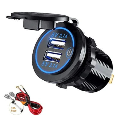 Afbeelding van Thlevel dubbele USB oplader, oplader voor autolader 5 V/4,2 A, met schakelaar auto, 12 V/24 V, boten, motoren, vrachtwagens, SUV’s, UTV’s