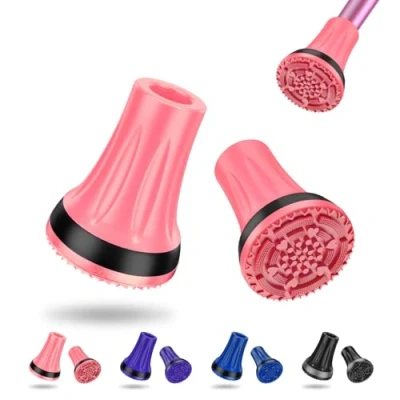 Afbeelding van supregear Rubberen Doppen Voor Krukken, 22 mm Zware Vervangdoppen Wandelstokken En Antislip Verdikte Krukvoeten, Wandelstokdoppen (2 Stuks), Roze