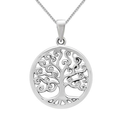 Afbeelding van Zilveren ketting vrouw met hanger, levensboom