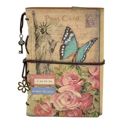Afbeelding van NectaRoy Retro vintage dagboek, notitieboek navulbaar(paardenbloem), notitieblok schrijfboek, afsprakenplanner, reisdagboek, 185 x 130mm