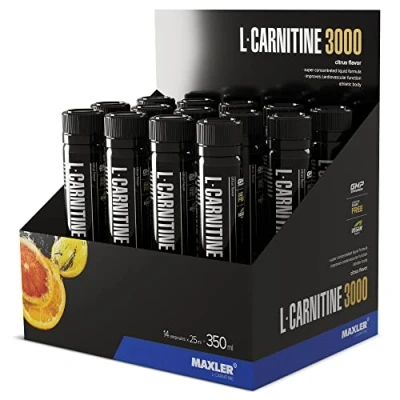 Afbeelding van Maxler L Carnitine 3000 Citrus 14x25ml Hooggedoseerde Vloeistof Veganistisch voedingssupplement 3000mg actief ingrediënt per portie 14 porties