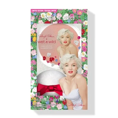 Afbeelding van Wet n Wild Marilyn Monroe Iconische Diamant Highlighter, Poeder Highlighter met Iridescente Parels voor een Glasachtige Gloed, Inclusief Zachte Applicatiespons, Peachy Pink