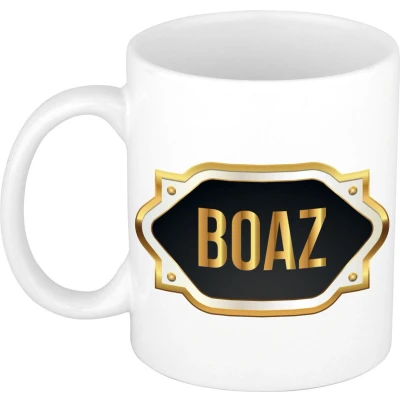 Afbeelding van Boaz Naam / voornaam kado beker mok met embleem mokken