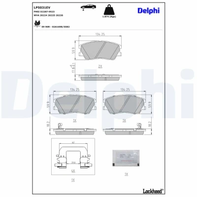 Afbeelding van Remblokkenset, schijfrem DELPHI LP5031EV
