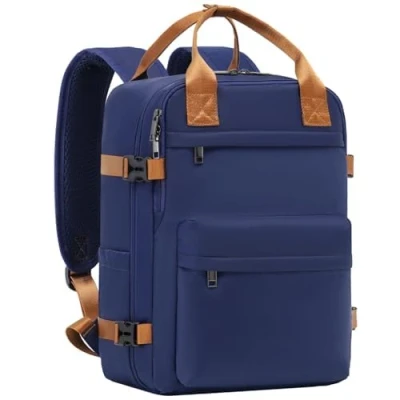 Afbeelding van COOLIFE EasyJet Cabin Bag 45x36x20 Onderstoel Kleine cabine Tas bagage Handbagage laptop rugzak Reistas Weekendtas Carry on (Marineblauw Bruin, 45x36x20)