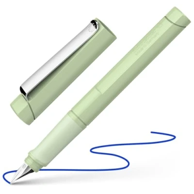 Afbeelding van Schneider 160426 Base vulpen (linkshandigen, L veer, incl. inktpatroon koningsblauw) soft green