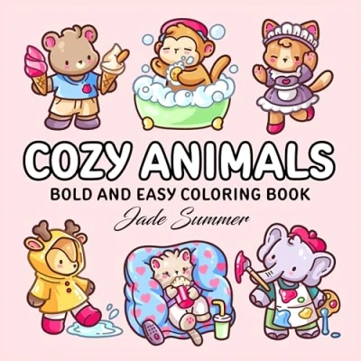 Afbeelding van Cozy Animals: Bold and Easy Coloring Book for Adults Teens with Cute Simple Characters Relaxation