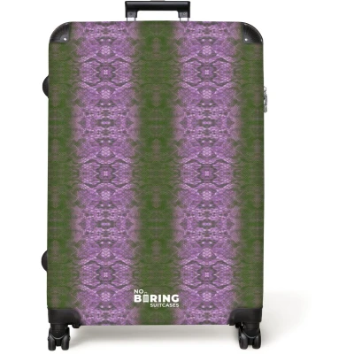 Afbeelding van NoBoringSuitcases.com® Koffer groot Reiskoffer lichtgewicht lichtpaars slangenhuid met symmetrische schubstructuur Rolkoffer 4 wielen Grote trolley XL 98 liter bagage
