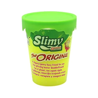 Afbeelding van Slimy originele beker 80 g geel Slime, de klassieker onder speelmassa, natuurlijk veilig slijm speelplezier voor kinderen, elastische speelklei (speelgoed vanaf 3 jaar)