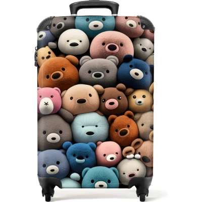 Afbeelding van NoBoringSuitcases.com® Kinderkoffer trolley met knuffelberen Kindertrolley 55x35x25