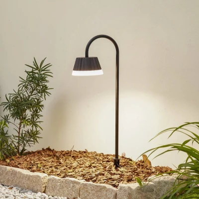 Afbeelding van Lindby LED grondspies lamp Ameline, donkergrijs, IP65, 77 cm