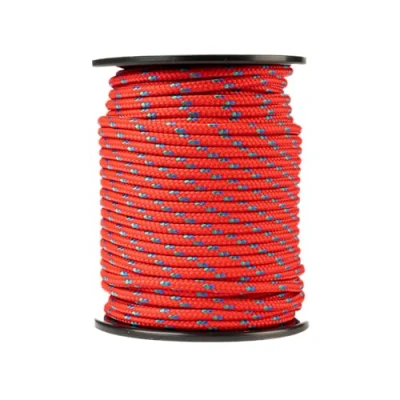 Afbeelding van SNURO Polypropyleen touw (6mm, 50m, rood met blauw en groen) Gevlochten Lichtgewicht paracord voor buiten, survival tuin Breekkracht 531kg