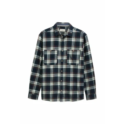 Afbeelding van TOM Tailor Comfort Checked Overhemd, Heren, Maat: Medium, Navy multicolor check