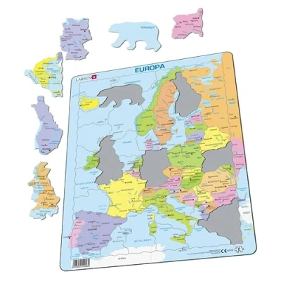 Afbeelding van Larsen A8 Politieke kaart van Europa voor jongere kinderen, Duits editie, Frame puzzel met 37 stukjes