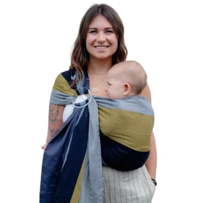 Afbeelding van Hoppediz Ring Sling babydraagdoek, heupdrager, buikdrager vanaf de geboorte, 100% getest op schadelijke stoffen, inclusief geïllustreerde draaghandleiding (mogelijk niet beschikbaar in het Nederlands)