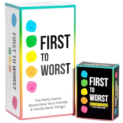 Afbeelding van First to Worst + After Dark Expansion Set The Card Game of Polarizing Priorities How Your Friends &amp; Family Rank Things? Adult for Fun Parties Board Games Night with Group