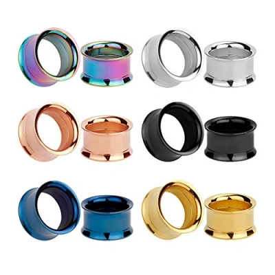 Afbeelding van KUBOOZ 12 stks Set Kleurrijke Rvs Schroeven MIX Oordopjes Tunnels Meters Brancard Piercings, Stof
