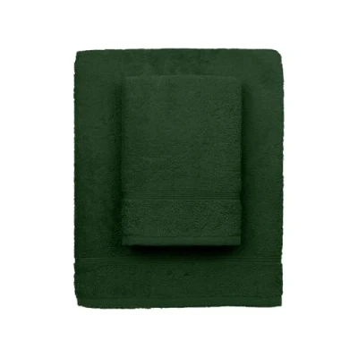 Afbeelding van zer0bed, Badhanddoeken paars, set van 2 badhanddoeken, gezichtsdoek, bidethanddoek, effen, bosgroen, 100% katoen, stuks