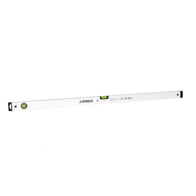 Afbeelding van PRO600 waterpas 120cm met 2% helling Ergonomisch profiel en ERS+ (Easy Reading System) Nauwkeurige Anti Shock Absorber eindkappen Witte kleur