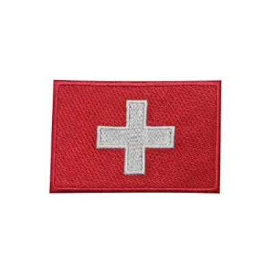 Afbeelding van Zwitserland nationale vlag geborduurd ijzer op naaien patch badge voor kleding etc. 9 X 6 cm