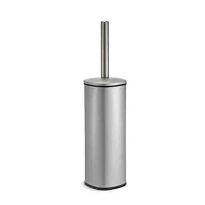 Afbeelding van Blue Canyon Santorini Toiletborstel en houder voor badkamer, flexibele toiletpot, plastic borstelkop diepe reiniging, compact formaat, elegant design, zilver