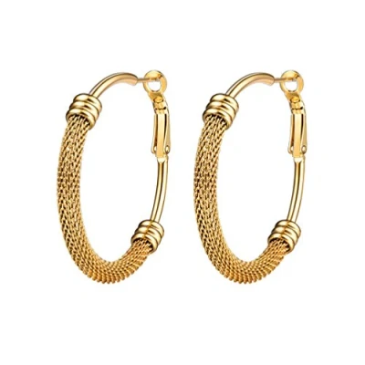 Afbeelding van PROSTEEL Huggie Creolen voor dames en meisjes, roestvrij staal, 18k verguld, 25/30/40/60/70/80 mm, grote cirkeloorbellen, accessoire, 40 Geen edelsteen