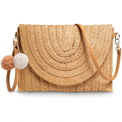 Afbeelding van Ibenzoa® Stijlvolle Gevlochten Strotas voor Dames Perfect Zomer, Strand en Vakantie Bruin Beige