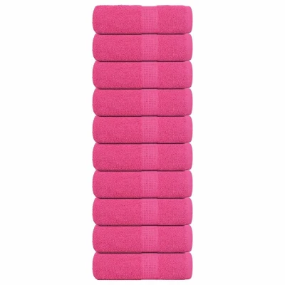 Afbeelding van vidaXL Gastendoekjes 10 st 30x50 cm 360 g/m² 100% katoen roze