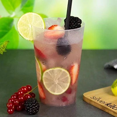 Afbeelding van Silverkitchen 40 (2+2 extra glazen) drinkbekers van 400 ml onbreekbare herbruikbare bekers cocktailbekers longdrinkglazen transparant Gemaakt PP plastic in Duitsland