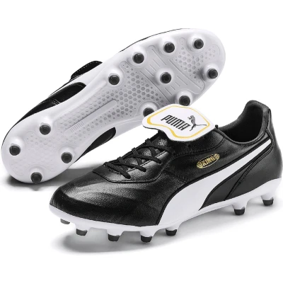 Afbeelding van Puma KING TOP FG Voetbalschoenen met kunststof noppen, Heren, Maat: 40.5, Black/white Leer en imitatieleer