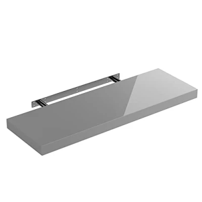 Afbeelding van Casaria Wandplank Zwevend 70 cm/15kg Belastbaar Hoogglans Grijs